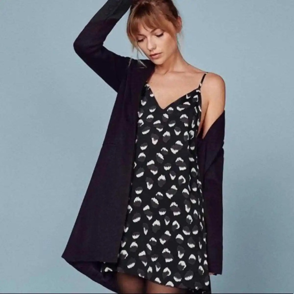 Reformation Eli Mini Slip Dress with Spotted Print